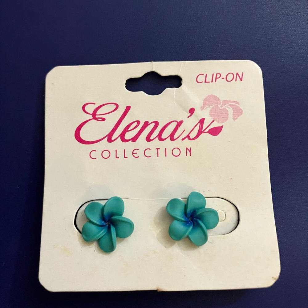 Elena's Collection Teal Clip-On Earrings